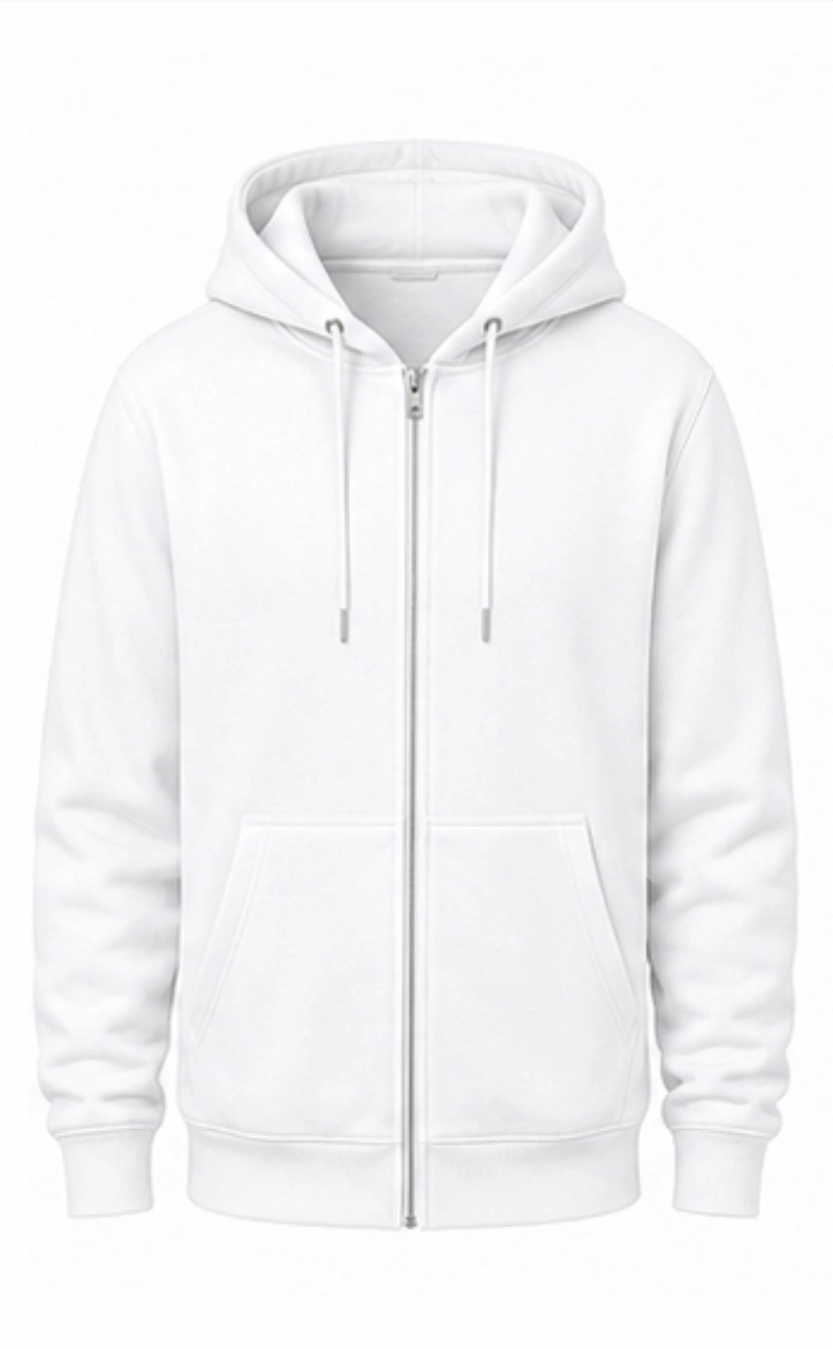 White Solid Custom Zipper Hoodie