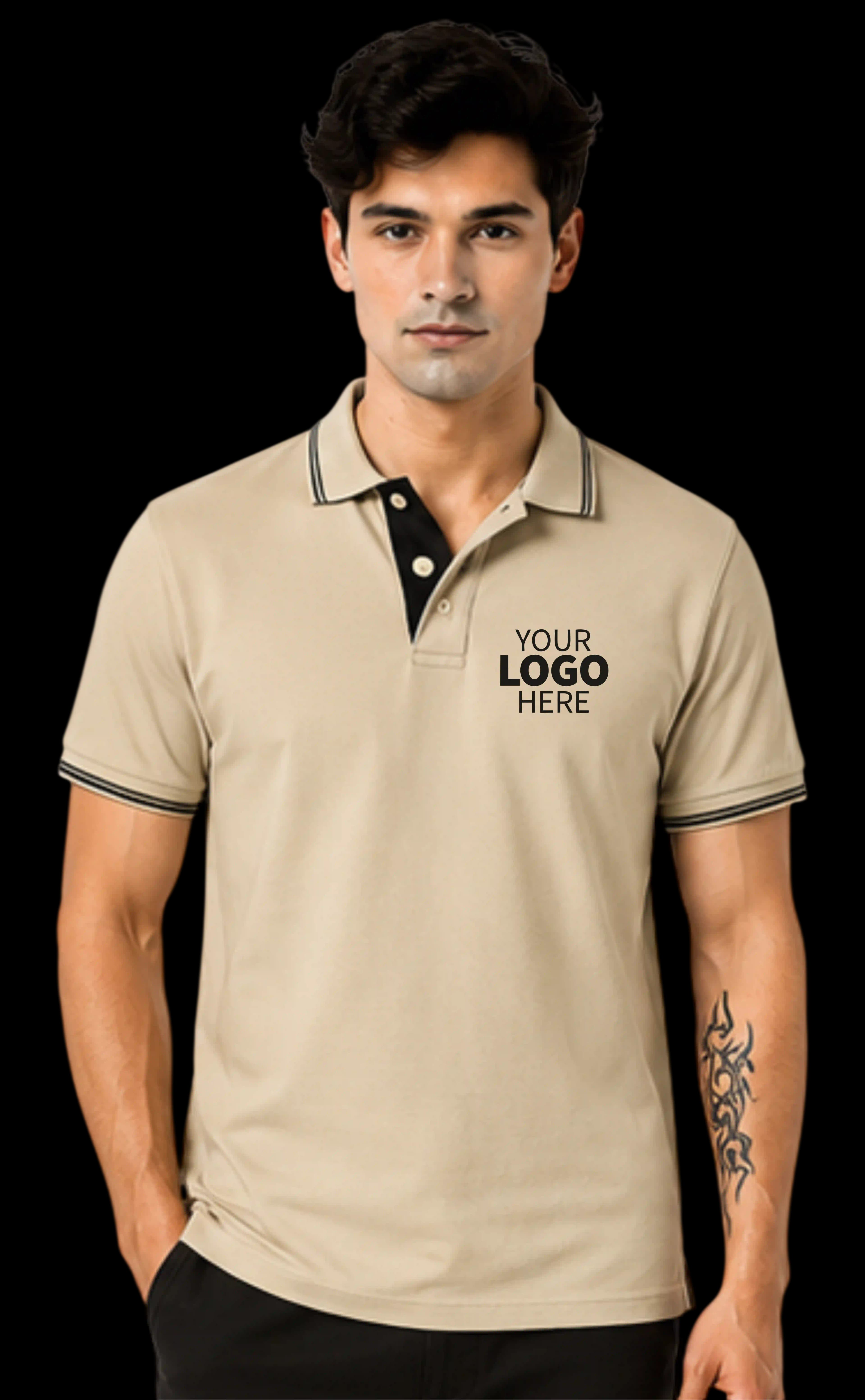 Beige with black tipping polo
