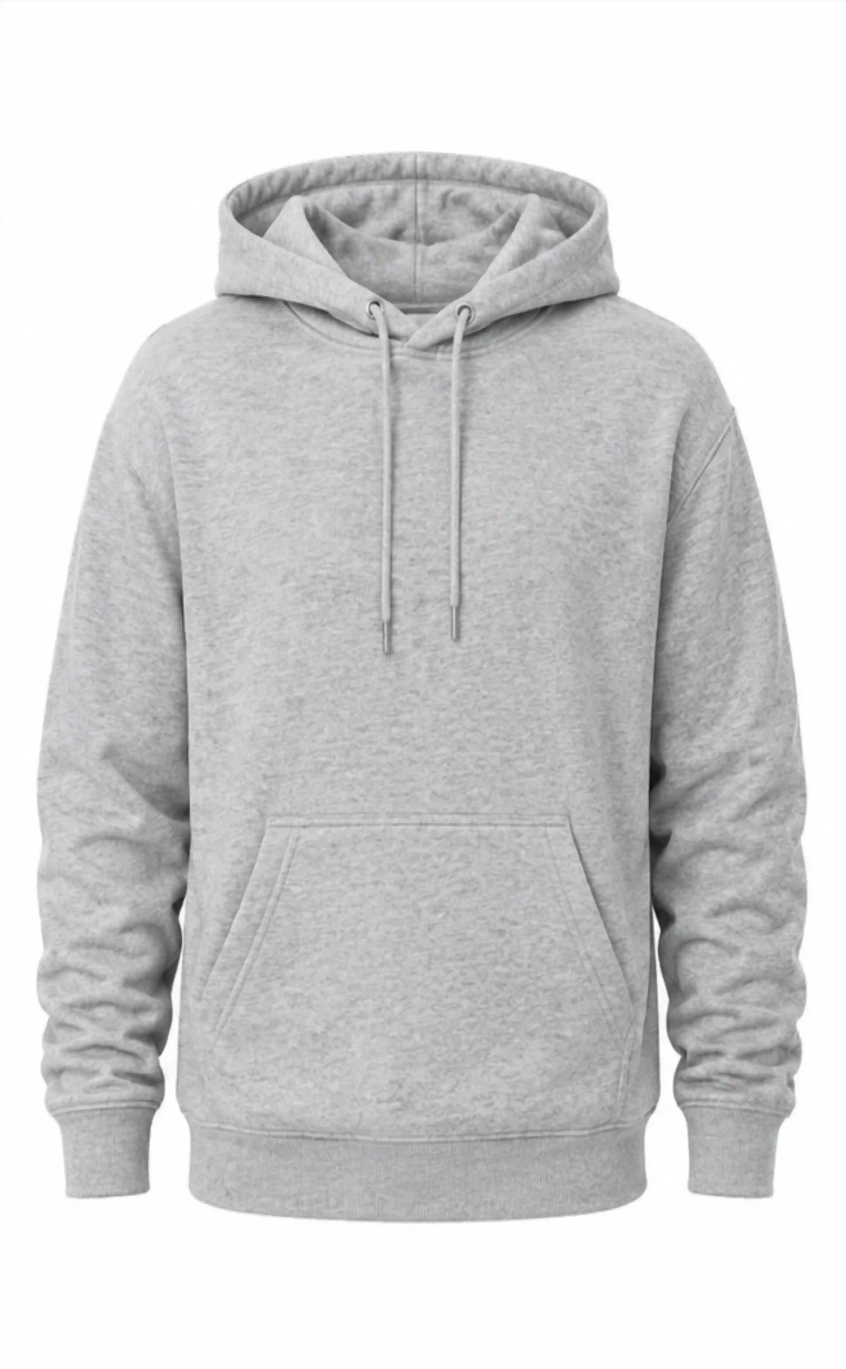 Solid Grey Melange Hoodie
