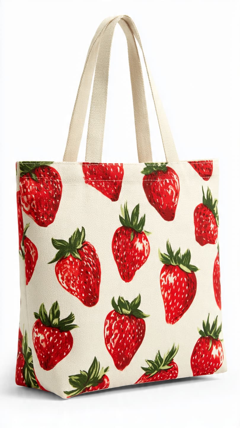 Premium Strawberry Print Tote Bag