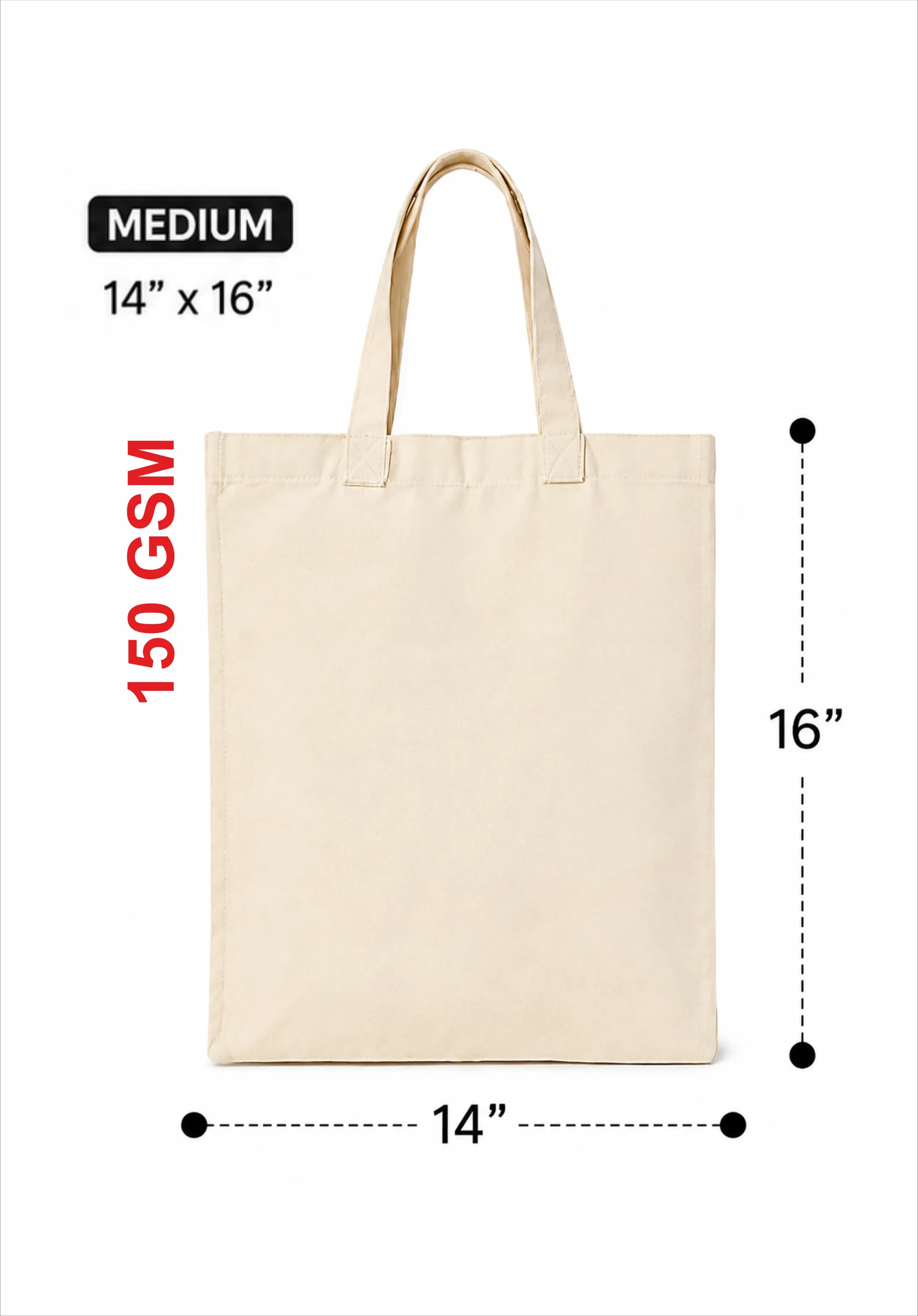 Natural Canvas Tote Bag — 14" x 16"