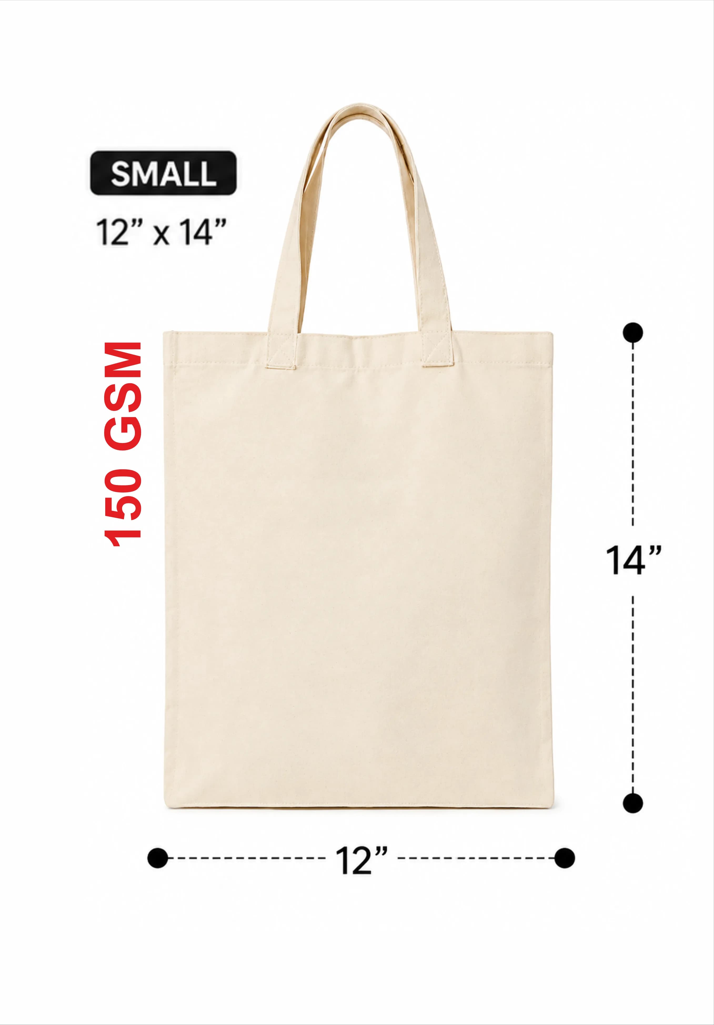 Natural Canvas Tote Bag — 12" x 14"